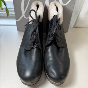 Wolky Black Leather Boots with Cream Lining